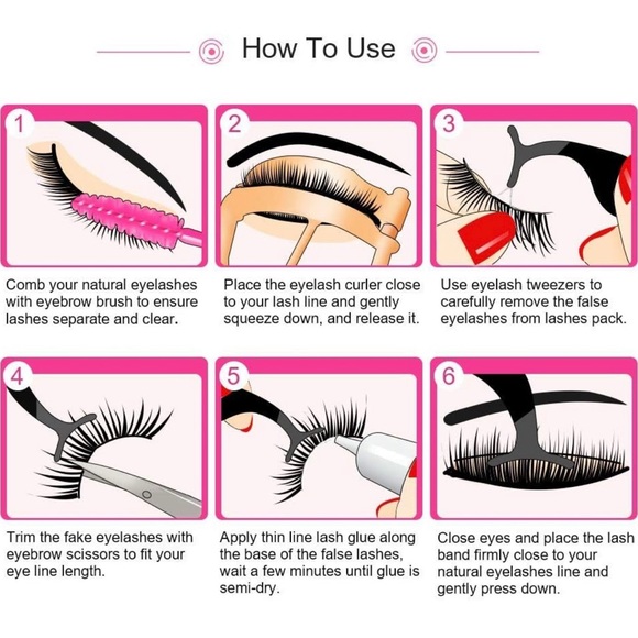 7 Pairs 6D Wispy Faux Mink Reusable Lashes with 4 Brushes, Scissors, Tweezers - Picture 5 of 8